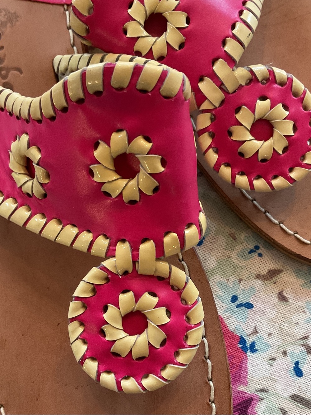 Jack Rogers Hot Pink Leather Jacks Sandals - Picture 2 of 6